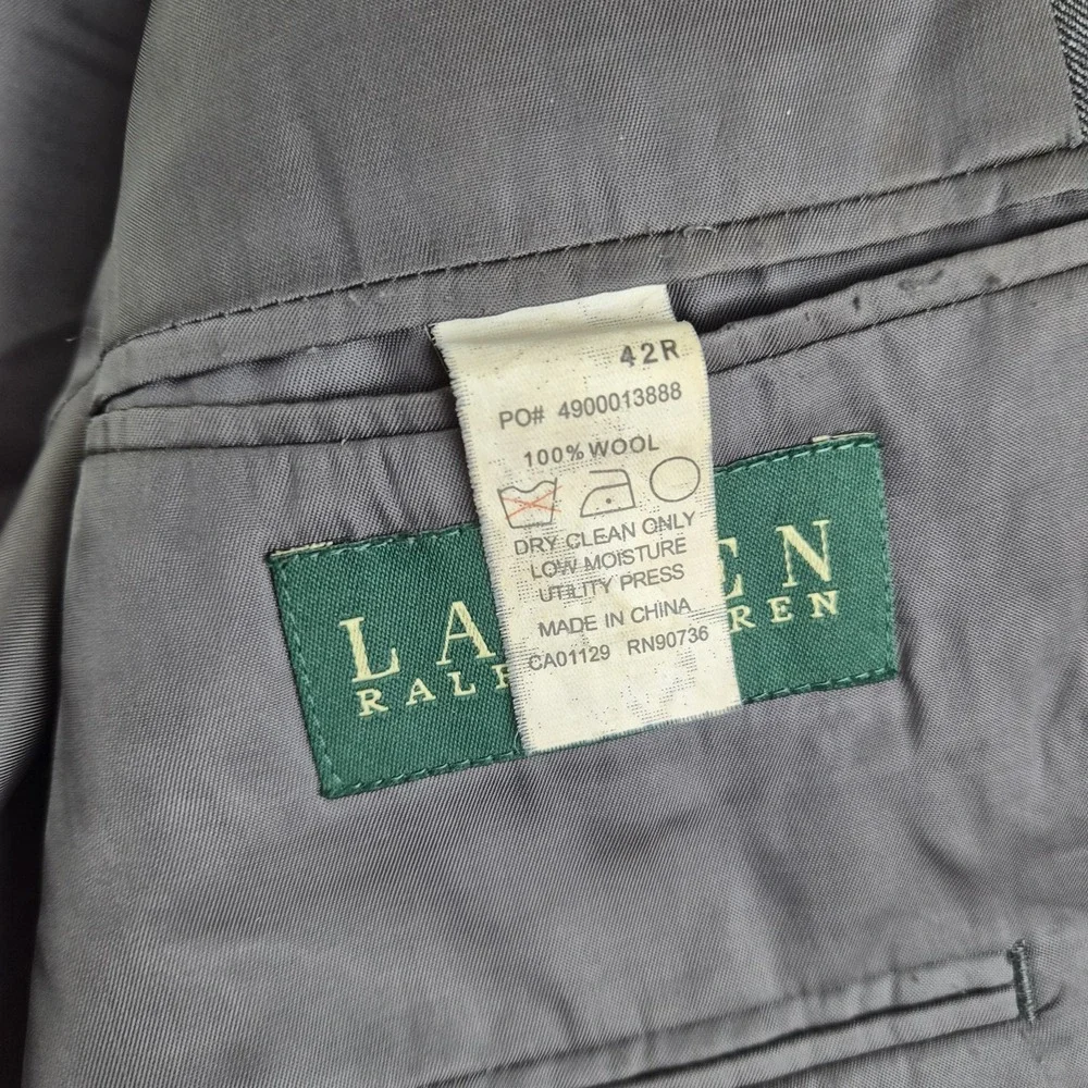 Lauren Ralph Lauren Blazer Mens Gray 42R 100% Wool 3 Button Classic Sport Coat